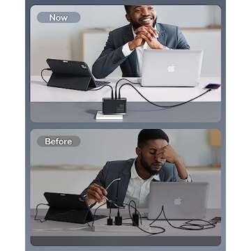 USB C Charger, Baseus 100W 4-Port GaN II Wall Charger, USB C Fast Charger Block with 2A+2C Ports for iPhone Series, Galaxy, MacBook, iPad, Laptops, AirPods, Apple Watch, Black