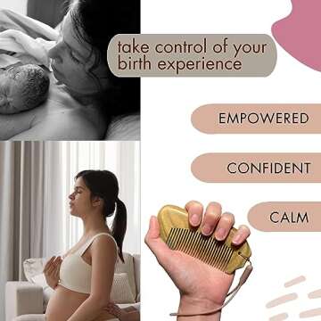 Cocoa & Cali Wooden Labor Comb | Premium Wood Birthing Comb Engraved with Birth Affirmation - Hospital Bag Birth Comb for Labor Pain (Original)