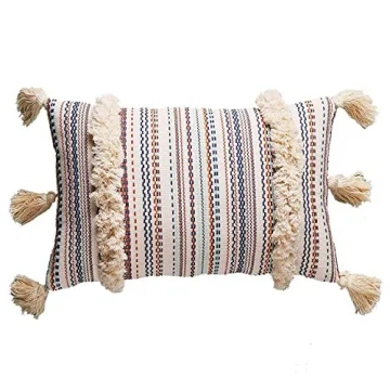 Boho Pillow Covers Decorative Pillow Throw Boho Pillow Tassel Sham Couch Pillowcase Cushion Covers,12"X20" (Multi)