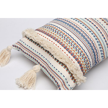 Boho Pillow Covers Decorative Pillow Throw Boho Pillow Tassel Sham Couch Pillowcase Cushion Covers,12"X20" (Multi)