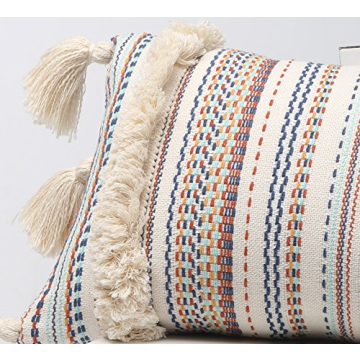 Boho Pillow Covers Decorative Pillow Throw Boho Pillow Tassel Sham Couch Pillowcase Cushion Covers,12"X20" (Multi)