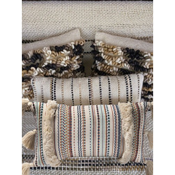 Boho Pillow Covers Decorative Pillow Throw Boho Pillow Tassel Sham Couch Pillowcase Cushion Covers,12"X20" (Multi)