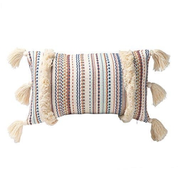 Boho Pillow Covers Decorative Pillow Throw Boho Pillow Tassel Sham Couch Pillowcase Cushion Covers,12"X20" (Multi)