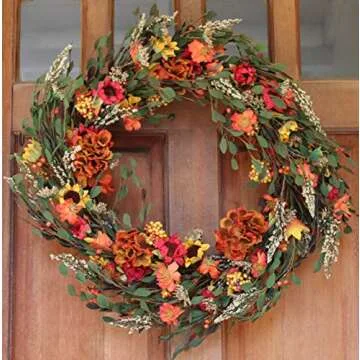 The Wreath Depot Nashua Blossom Fall Front Door Wreath, 24 Inches, Beautiful White Gift Box Included