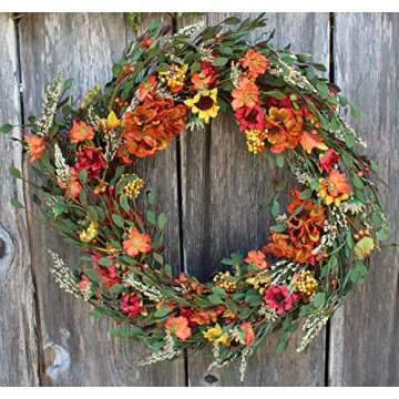 The Wreath Depot Nashua Blossom Fall Front Door Wreath, 24 Inches, Beautiful White Gift Box Included