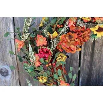 The Wreath Depot Nashua Blossom Fall Front Door Wreath, 24 Inches, Beautiful White Gift Box Included
