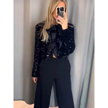 Zicotour Casual Sequin Jackets for Holiday Party Wear
