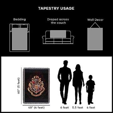 Hogwarts Woven Tapestry Throw Blanket for Fans