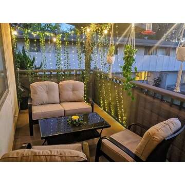 Honche 300Led Cuttable Curtain String Lights 10x10ft with Remote Window Lights for Bedroom Wedding Party Festive Season Propose Marriage (Warm White)