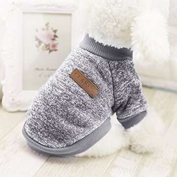 Idepet Pet Dog Classic Sweater Sweatshirt, Soft Fleece Coat for Small,Medium Dog,Warm Pet Dog Cat Clothes,Soft Puppy Customes 2 Color (S, Grey)