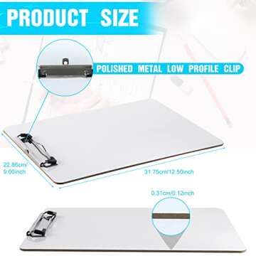 Dry Erase Clipboards, HERKKA 32 Pack Hardboard Office Whiteboard Clipboards Low Profile Clip Standard A4 Letter Size, ECO Friendly, Size 12.5 x 9 Inch