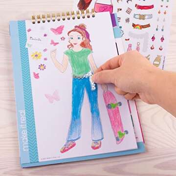 Make It Real - Fashion Design Sketchbook: Blooming Vibes - Fashion Sketchbook for Girls - Kids Fashion Design Kit - Fashion Designer Kits for Girls - Fashion Coloring Book for Girls 6-8-10-12-14