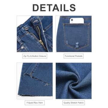 PHISOCKAT Women's High Waisted Stretchy Wide Leg Jeans