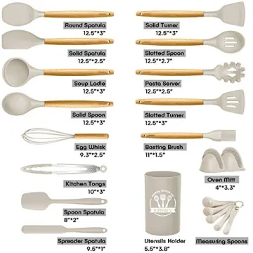 Kinfayv Silicone Utensils Set 21PCS BPA Free Kitchen Tools