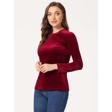 Allegra K Velvet Tops for Women Casual Elegant Wear