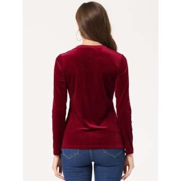 Allegra K Velvet Tops for Women Casual Elegant Wear