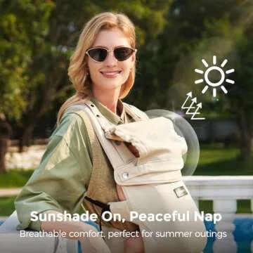 Momcozy Newborn Baby Carrier - Ergonomic, Cozy and Lightweight Carrier for 7-24lbs, Adjustable Neck Support with Sunshield, Breathable Airmesh Perfect for Summer Outing, Khaki