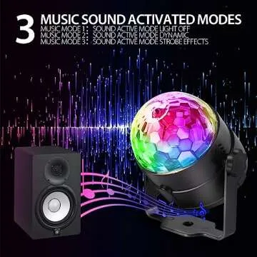 [3-Pack] Disco Ball DJ Party Lights Sound Activated with Remote Control Strobe Lamp 7 Modes Stage Light for Home Room Dance Parties Karaoke Halloween Christmas Birthday Decorations