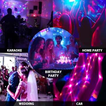 [3-Pack] Disco Ball DJ Party Lights Sound Activated with Remote Control Strobe Lamp 7 Modes Stage Light for Home Room Dance Parties Karaoke Halloween Christmas Birthday Decorations
