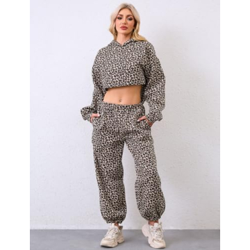 Stylish Eutten Leopard Print Sweatsuit for Women