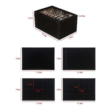 Justsoso 4Pcs Jewelry Trays Organizer with Lid, Stackable Display Storage Box for Rings Earrings Nec...