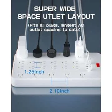 Surge Protector Power Strip, FDTEK 22 AC Multiple Outlets with 6 USB (1 USB-C), 6.5Ft Extension Cord Flat Plug Outlet Extender Heavy Duty Power Strip for Home Office Dorm Gaming (2100J, 15A/1875W)
