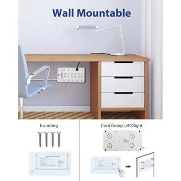 Surge Protector Power Strip, FDTEK 22 AC Multiple Outlets with 6 USB (1 USB-C), 6.5Ft Extension Cord Flat Plug Outlet Extender Heavy Duty Power Strip for Home Office Dorm Gaming (2100J, 15A/1875W)