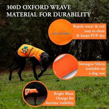 SafetyPUP XD Reflective Dog Vest. Hi-Visibility, Fluorescent Blaze Orange Dog Vest Helps Protect Your Best Friend. Safeguard Your PUP from Motorists & Hunting Accidents, On or Off Leash. (Small)