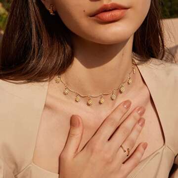Valloey Rover Boho Daisy Choker Necklace for Women