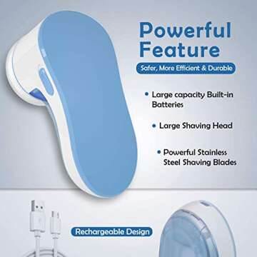 DB DEGBIT Upgrade Rechargeable Lint Remover & Fabric Shaver, 3-Leaf Stainless Steel Blades Effective Lint Shaver, Portable Pill Fuzz Remover for Fabric, Clothes, Furniture, Pet Hair, Blanket