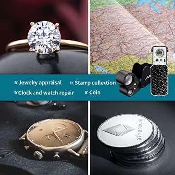 JARLINK Jewelers Loupe 30X 60X 90X Dual Pack Magnifier