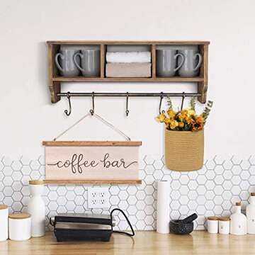 ABETREE Jute Wall Hanging Basket Set - Farmhouse Style