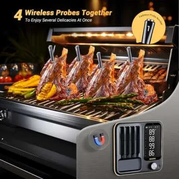 Wireless Meat Thermometer with 4 Probes, Inkbird WiFi Meat Thermometer Digital Wireless for Rotisserie Grill Oven,Unlimited Range Dishwasher Waterproof Bluetooth Meat Thermometer for iOS & Android