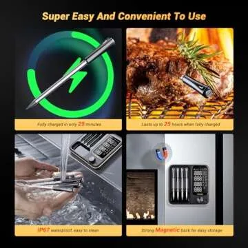 Wireless Meat Thermometer with 4 Probes, Inkbird WiFi Meat Thermometer Digital Wireless for Rotisserie Grill Oven,Unlimited Range Dishwasher Waterproof Bluetooth Meat Thermometer for iOS & Android