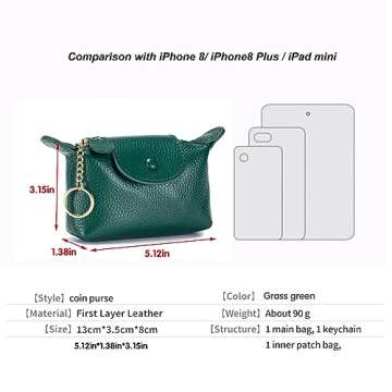 BDHRKTE Women's Leather Mini Coin Purse, Keychain Wallet，Wallet Keychain Zipper Wallet with Key Ho...