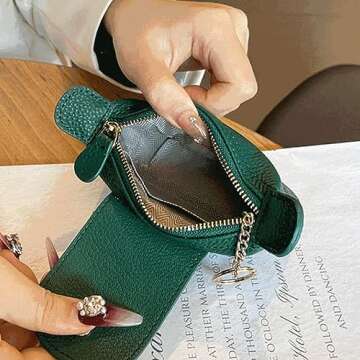 BDHRKTE Women's Leather Mini Coin Purse, Keychain Wallet，Wallet Keychain Zipper Wallet with Key Holder, Coin Purse for Women, Women's Soft Leather Coin Purse