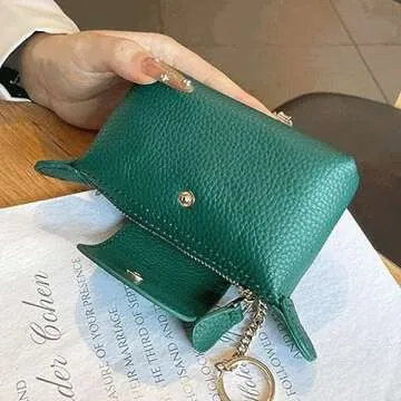 BDHRKTE Women's Leather Mini Coin Purse, Keychain Wallet，Wallet Keychain Zipper Wallet with Key Holder, Coin Purse for Women, Women's Soft Leather Coin Purse