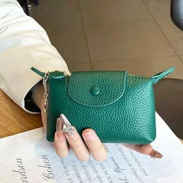 BDHRKTE Women's Leather Mini Coin Purse, Keychain Wallet，Wallet Keychain Zipper Wallet with Key Holder, Coin Purse for Women, Women's Soft Leather Coin Purse