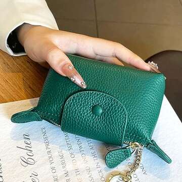 BDHRKTE Women's Leather Mini Coin Purse, Keychain Wallet，Wallet Keychain Zipper Wallet with Key Holder, Coin Purse for Women, Women's Soft Leather Coin Purse