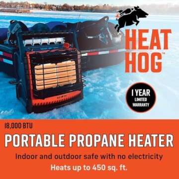 Heat Hog 18,000 BTU Indoor/Outdoor Portable Propane Heater for Garage, Camping, Hunting, Outdoor Spo...