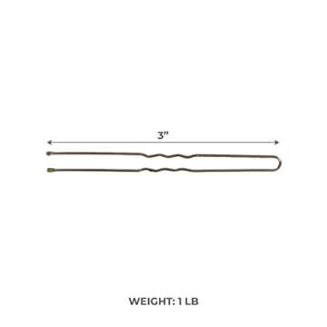 ForPro Professional Collection Hair Pins (320-Count Approx), Brown, 3" L, Ball-Tipped, Crimped, Non-Damaging, 1 Lb.