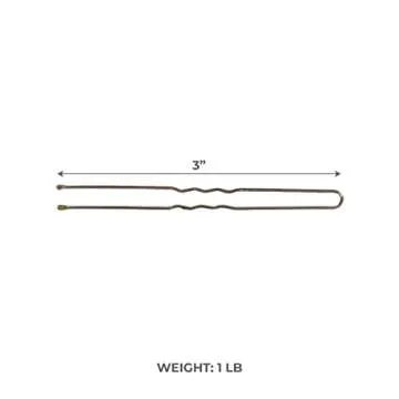 ForPro Professional Collection Hair Pins (320-Count Approx), Brown, 3" L, Ball-Tipped, Crimped, Non-Damaging, 1 Lb.