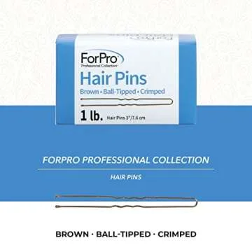 ForPro Professional Collection Hair Pins (320-Count Approx), Brown, 3" L, Ball-Tipped, Crimped, Non-Damaging, 1 Lb.