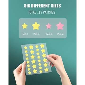 Jefusst Acne Pimple Patch 112 Counts, Invisible Hydrocolloid Yellow & Pink Star-Shaped Acne Patch wi...