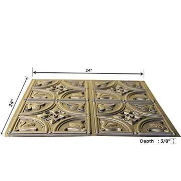 From Plain To Beautiful In Hours 148 Tiny Tulips PVC 2' x 2' Glue-up Ceiling Tile, Pack of 1, Black