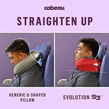 Cabeau Evolution S3 Travel Pillow - Dr Recommended Neck Pillow for Travel - Memory Foam Airplane Pillow - Neck Pillow with Attachment Straps Support for Car, Home, and Office, Set of 2 Grey and Navy