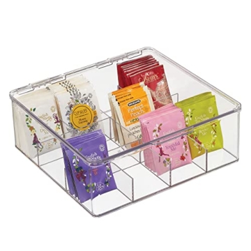 mDesign Kitchen Organiser with 12 Compartments for Tea