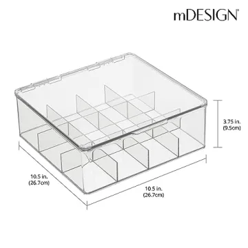 mDesign Kitchen Organiser with 12 Compartments for Tea