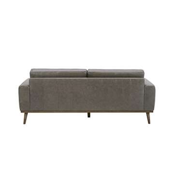 Amazon Brand – Rivet Modern Leather Sofa Couch with Wood Base, 84"W, Grey