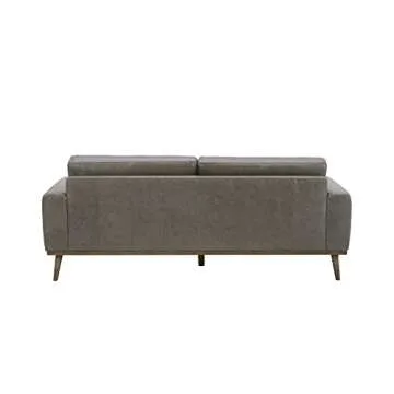 Amazon Brand – Rivet Modern Leather Sofa Couch with Wood Base, 84"W, Grey